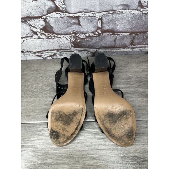 VIA SPIGA Laser Cut Black Leather Crisscross Ankle Strap Heel Sandals Women 6M - Picture 11 of 16